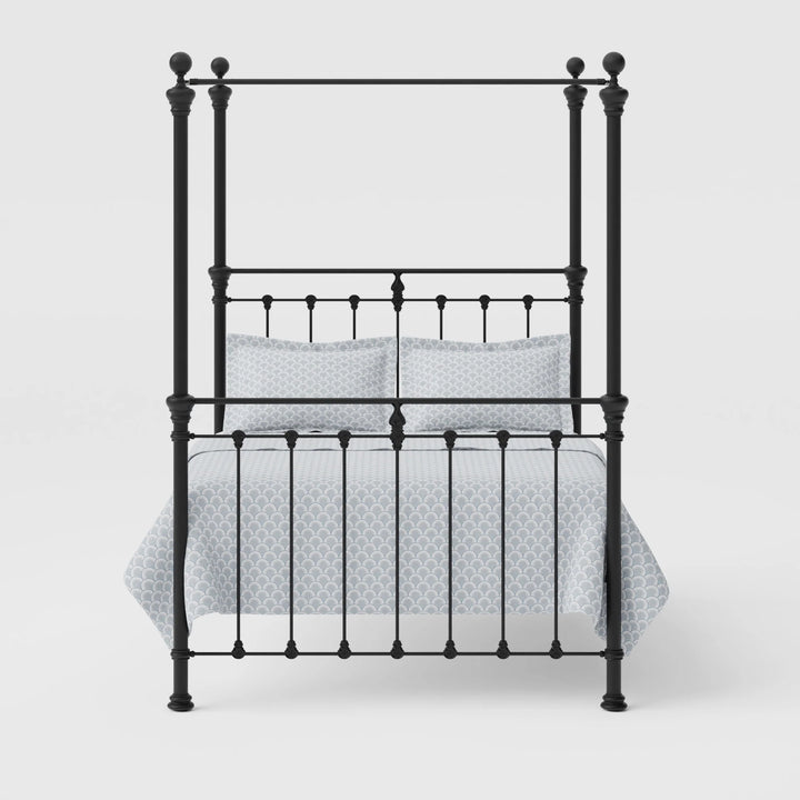 Four Poster Castile Metal Bed Solo Satin Black - King