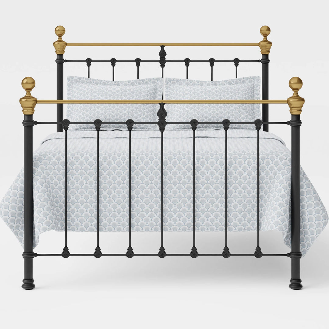 Castile Metal Bed Satin Black With Brass - Queen