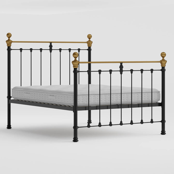 Castile Metal Bed Satin Black With Brass - Queen