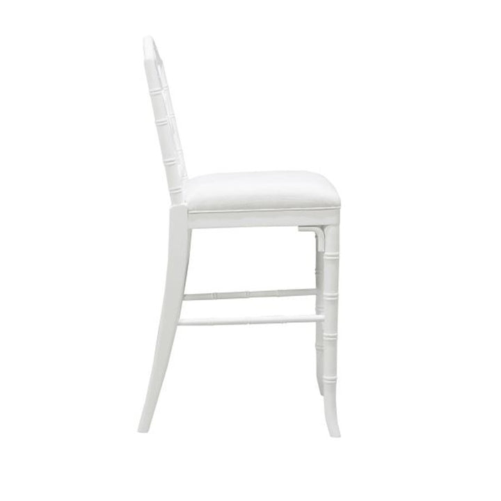 Annette - Chippendale Style Bamboo Counter Stool In White Lacquer