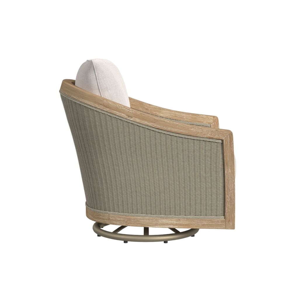 Outdoor Lounge Chairs Cambria Swivel Club Chair in Canvas Canvas w/ Self Welt