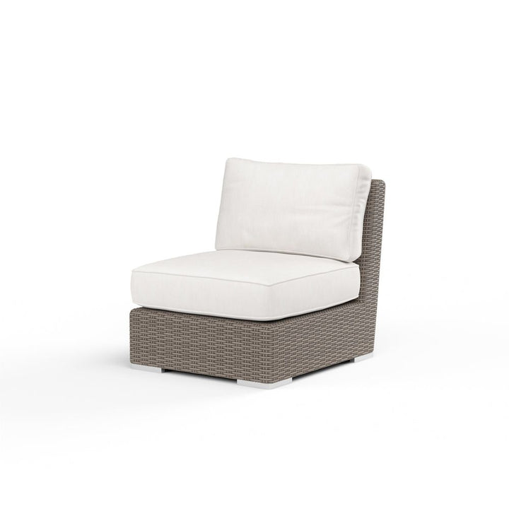 Outdoor Lounge Chairs Coronado Armless Club Chair in Canvas Flax w/ Self Welt