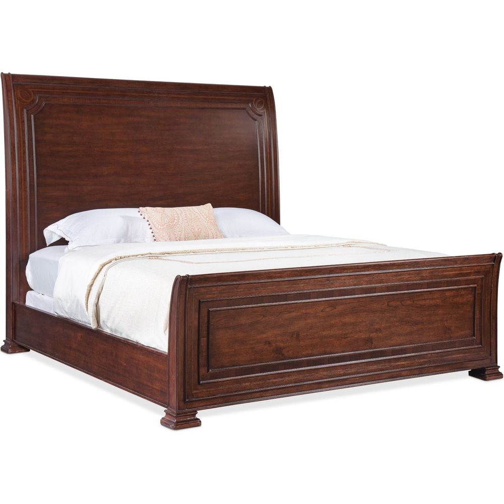 Beds Charleston Queen Sleigh Bed - Dark Wood