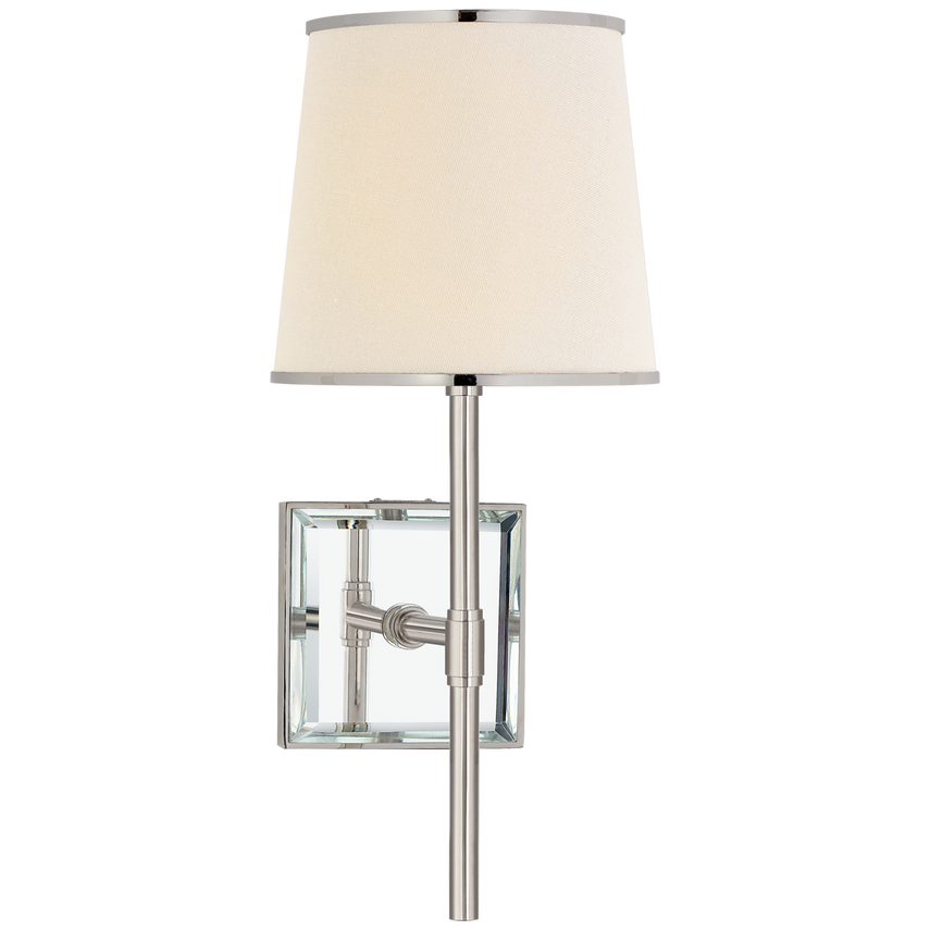 Brandford Medium Sconce-Visual Comfort-VISUAL-KS 2120PN/MIR-L/PN-Wall LightingPolished Nickel / Mirror / Cream Linen Shade / Polished Nickel-1-France and Son