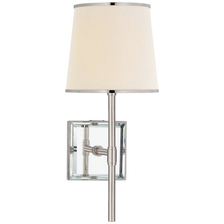 Brandford Medium Sconce-Visual Comfort-VISUAL-KS 2120PN/MIR-L/PN-Wall LightingPolished Nickel / Mirror / Cream Linen Shade / Polished Nickel-1-France and Son