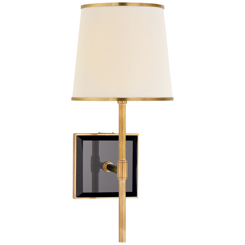 Brandford Medium Sconce-Visual Comfort-VISUAL-KS 2120SB/BLK-L/SB-Wall LightingSoft Brass / Black / Cream Linen Shade / Soft Brass Trim-2-France and Son