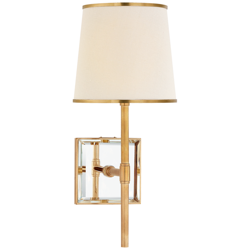 Brandford Medium Sconce-Visual Comfort-VISUAL-KS 2120SB/MIR-L/SB-Wall LightingSoft Brass / Mirror / Cream Linen Shade / Soft Brass Trim-4-France and Son