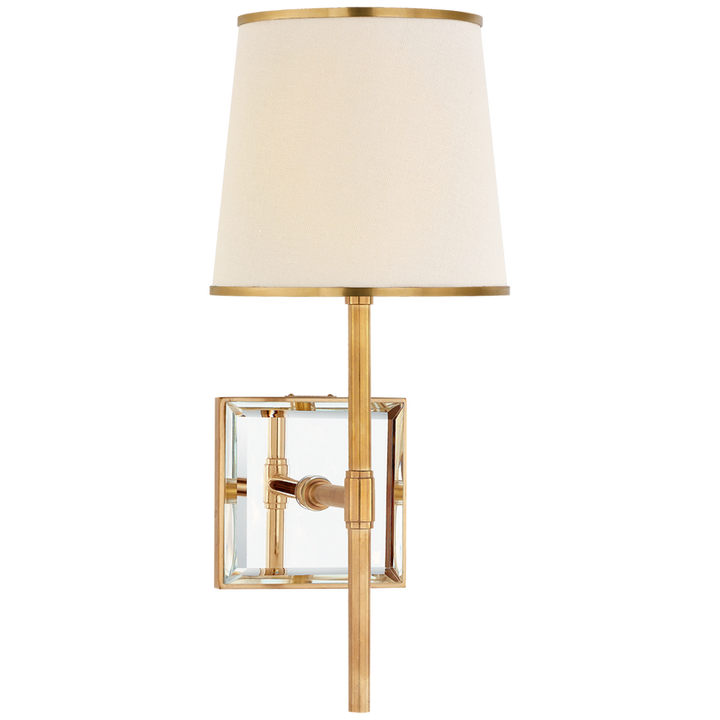 Brandford Medium Sconce-Visual Comfort-VISUAL-KS 2120SB/MIR-L/SB-Wall LightingSoft Brass / Mirror / Cream Linen Shade / Soft Brass Trim-4-France and Son