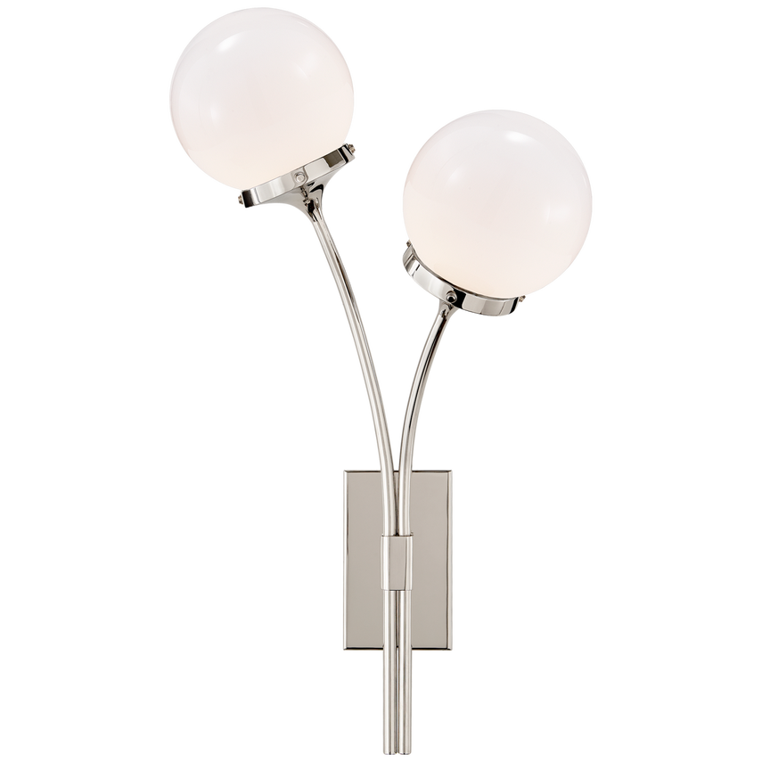 Peony Right Sconce-Visual Comfort-VISUAL-KS 2408PN-WG-Wall LightingPolished Nickel / White Glass-1-France and Son