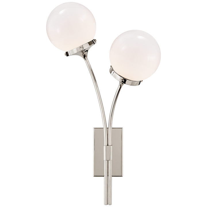 Peony Right Sconce-Visual Comfort-VISUAL-KS 2408PN-WG-Wall LightingPolished Nickel / White Glass-1-France and Son