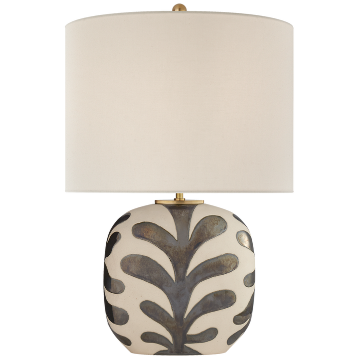 Parkwine Medium Table Lamp-Visual Comfort-VISUAL-KS 3618NBQ/BKP-L-Table LampsNatural Bisque and Black Pearl-Linen Shade-1-France and Son