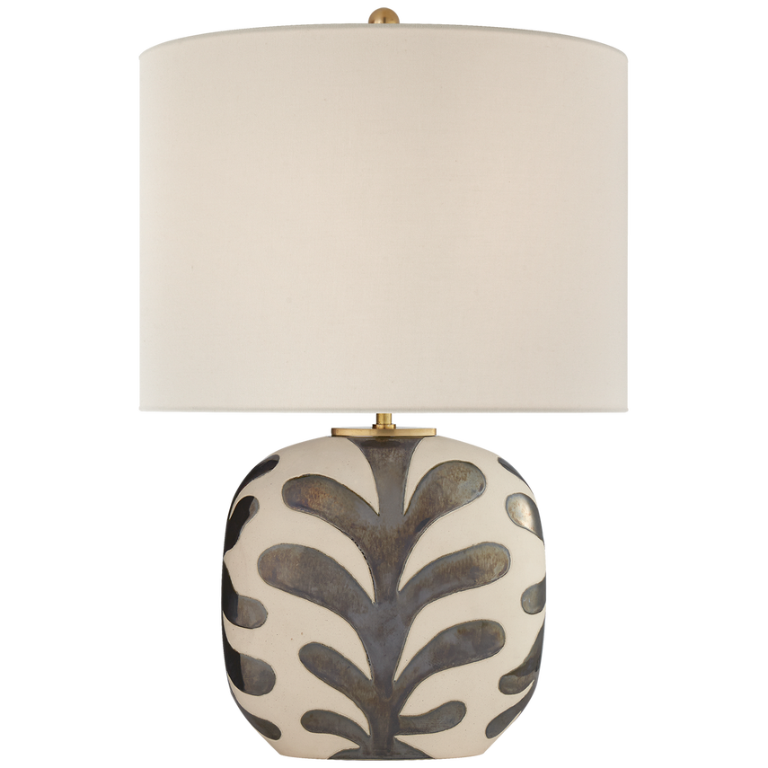 Parkwine Medium Table Lamp-Visual Comfort-VISUAL-KS 3618NBQ/BKP-L-Table LampsNatural Bisque and Black Pearl-Linen Shade-1-France and Son