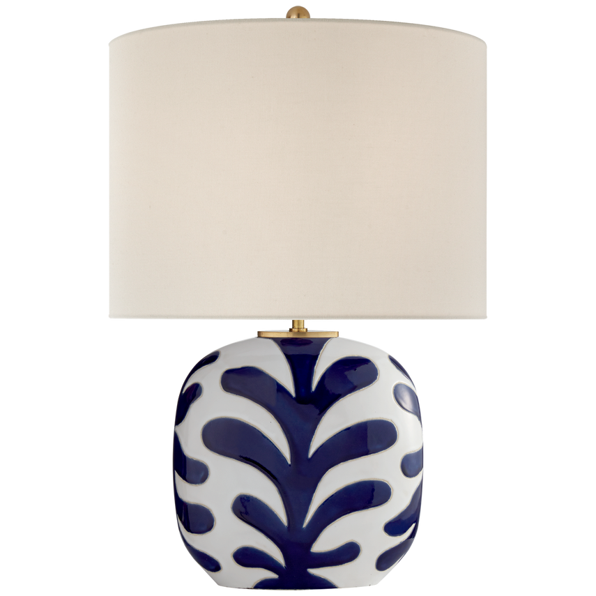 Parkwine Medium Table Lamp-Visual Comfort-VISUAL-KS 3618NWT/CB-L-Table LampsNew White and Cobalt-Linen Shade-3-France and Son