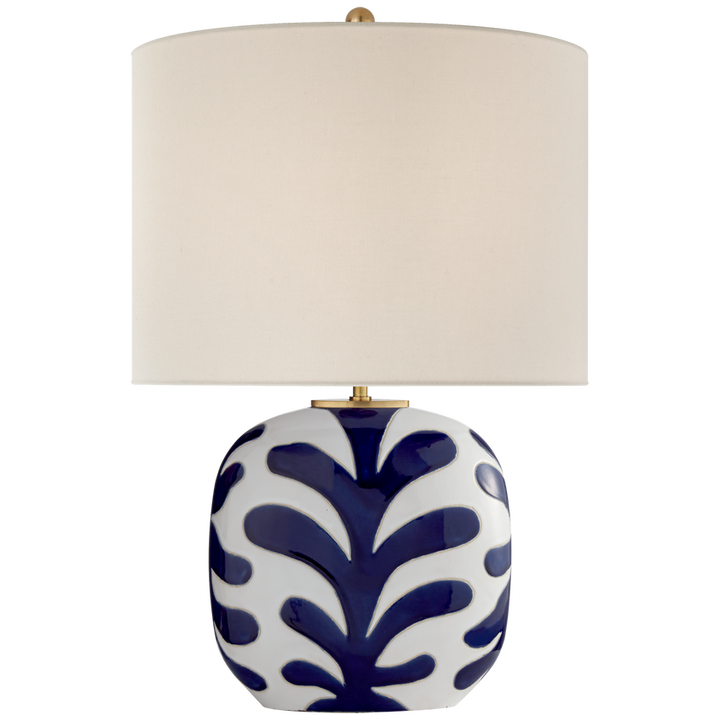 Parkwine Medium Table Lamp-Visual Comfort-VISUAL-KS 3618NWT/CB-L-Table LampsNew White and Cobalt-Linen Shade-3-France and Son