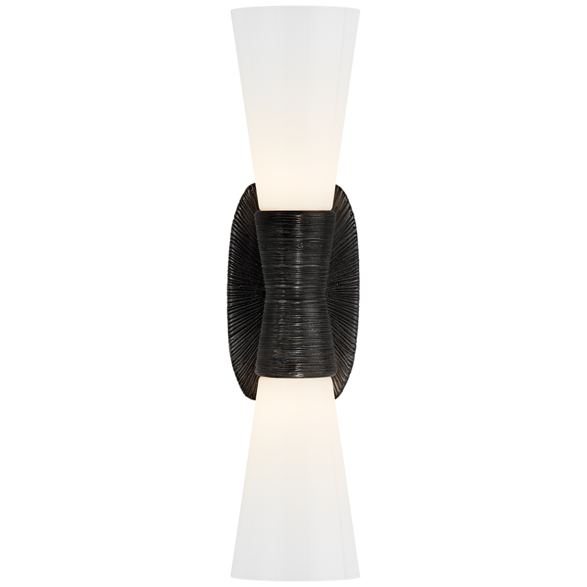 Udine Small Double Bath Sconce-Visual Comfort-VISUAL-KW 2047AI-WG-Wall LightingAged Iron / White Glass-1-France and Son