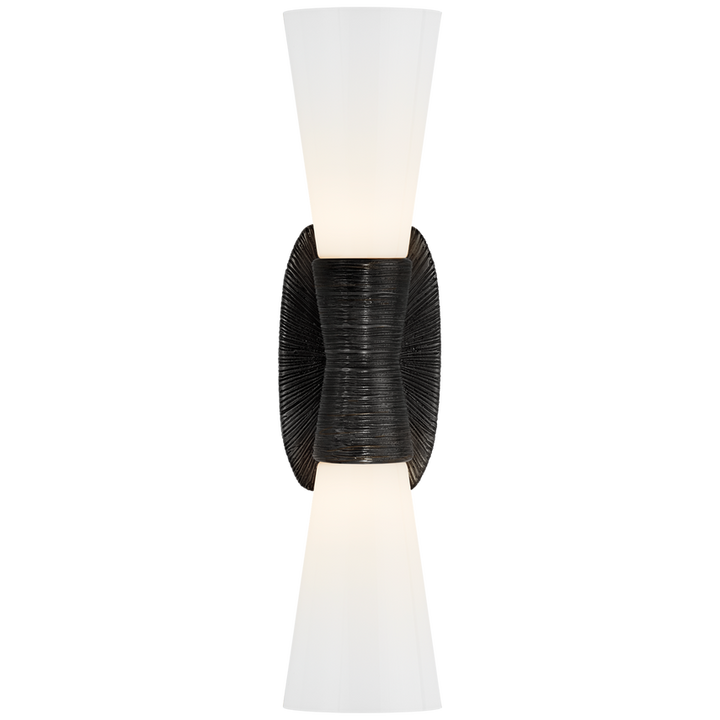 Udine Small Double Bath Sconce-Visual Comfort-VISUAL-KW 2047AI-WG-Wall LightingAged Iron / White Glass-1-France and Son