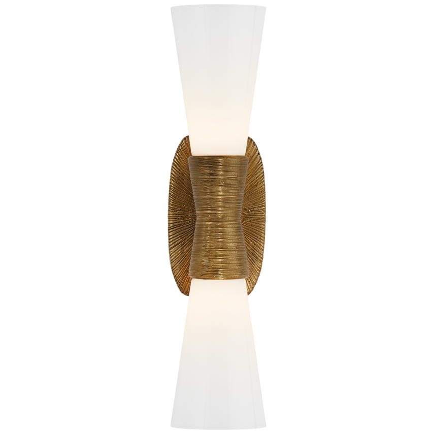 Udine Small Double Bath Sconce-Visual Comfort-VISUAL-KW 2047G-WG-Wall LightingGild / White Glass-2-France and Son