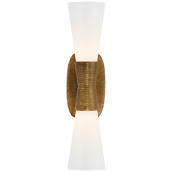 Udine Small Double Bath Sconce-Visual Comfort-VISUAL-KW 2047G-WG-Wall LightingGild / White Glass-2-France and Son