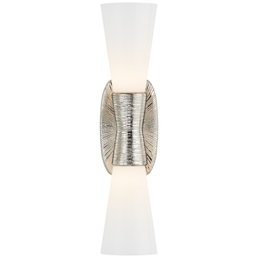 Udine Small Double Bath Sconce-Visual Comfort-VISUAL-KW 2047PN-WG-Wall LightingPolished / White Glass-3-France and Son