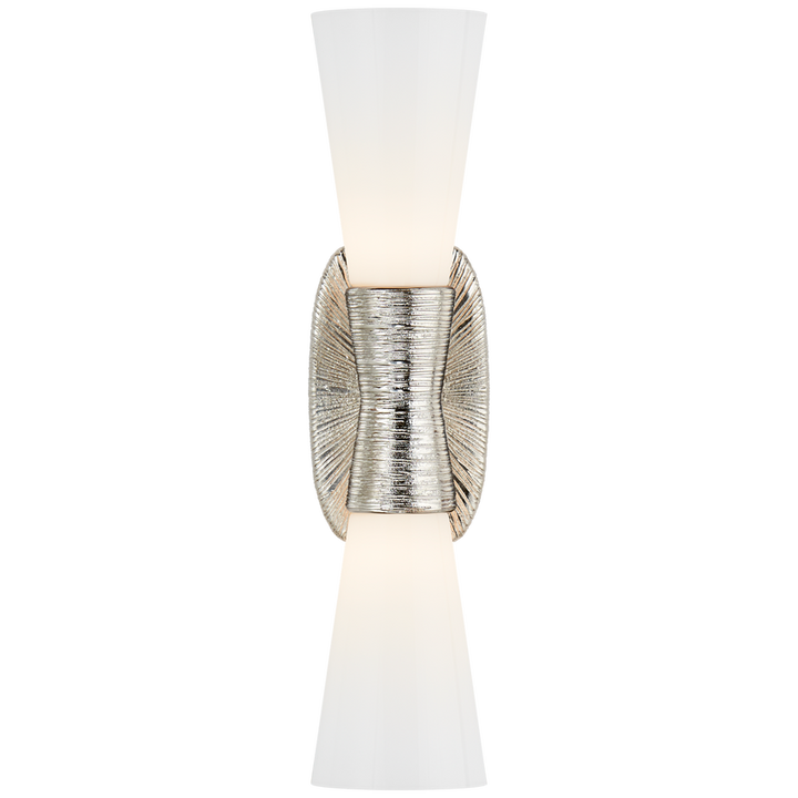 Udine Small Double Bath Sconce-Visual Comfort-VISUAL-KW 2047PN-WG-Wall LightingPolished / White Glass-3-France and Son