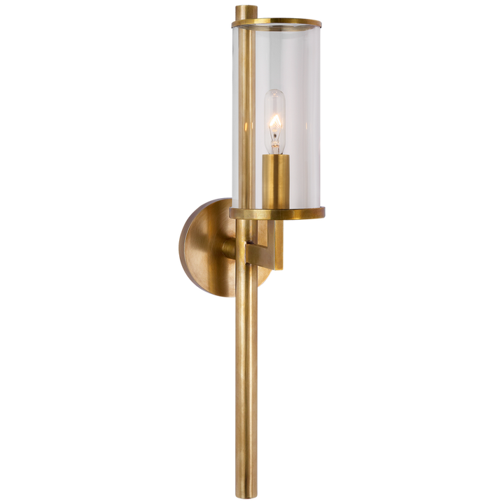 Liam Single Sconce-Visual Comfort-VISUAL-KW 2200AB-CG-Wall LightingAntique-Burnished Brass with Clear Glass-1-France and Son