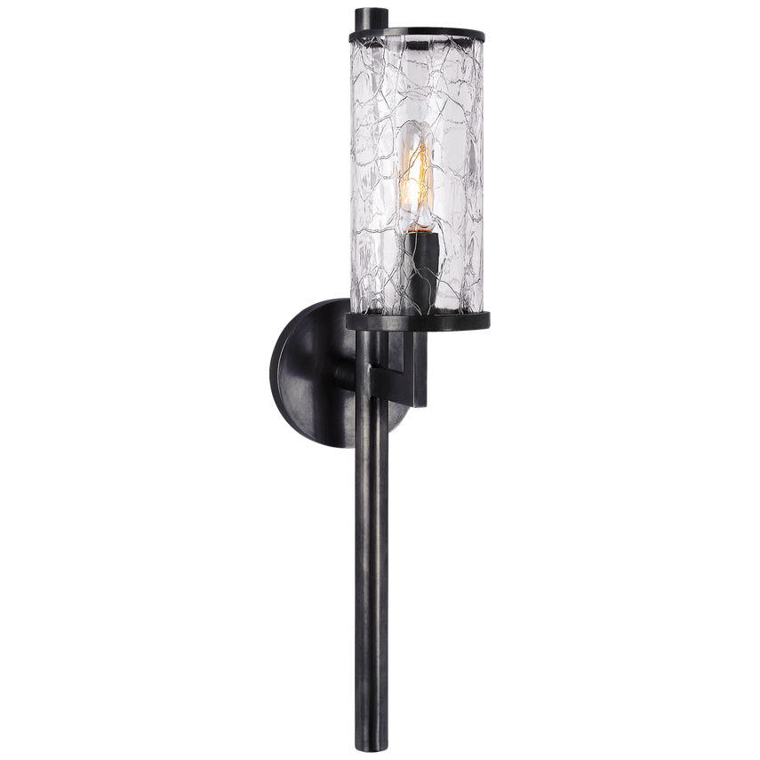 Liam Single Sconce-Visual Comfort-VISUAL-KW 2200BZ-CRG-Wall LightingBronze with Crackle Glass-4-France and Son