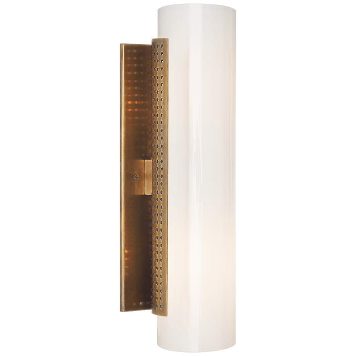 Peter Cylinder Sconce-Visual Comfort-VISUAL-KW 2220AB-WG-Wall LightingAntique-Burnished Brass with White Glass-1-France and Son