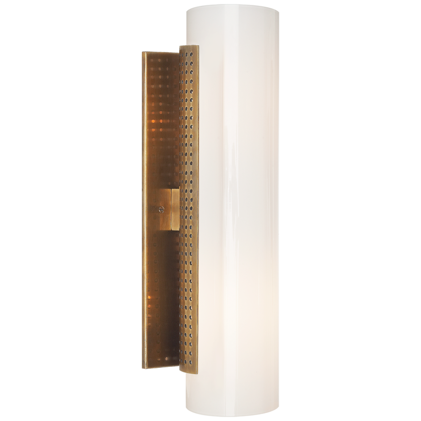 Peter Cylinder Sconce-Visual Comfort-VISUAL-KW 2220AB-WG-Wall LightingAntique-Burnished Brass with White Glass-1-France and Son