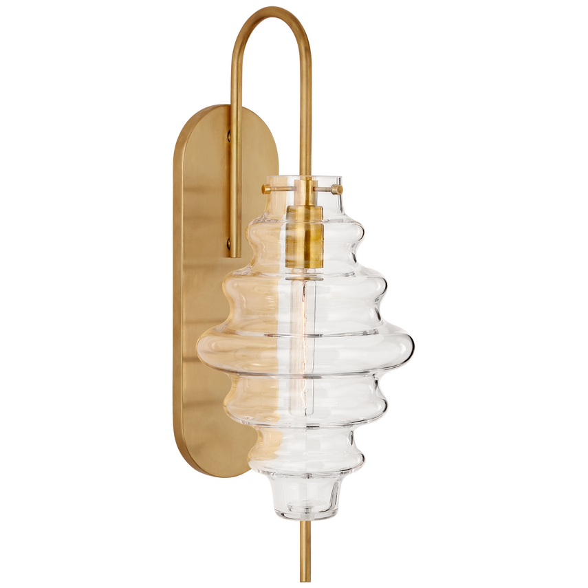 Tablo Large Sconce-Visual Comfort-VISUAL-KW 2270AB-CG-Wall LightingAntique-Burnished Brass-Clear Glass-1-France and Son