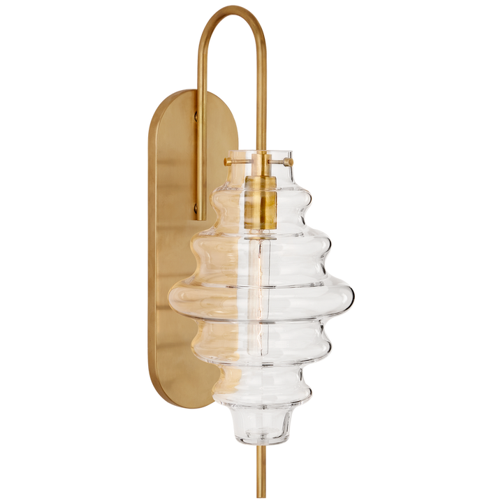 Tablo Large Sconce-Visual Comfort-VISUAL-KW 2270AB-CG-Wall LightingAntique-Burnished Brass-Clear Glass-1-France and Son