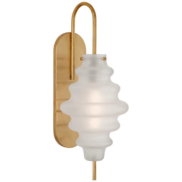 Tablo Large Sconce-Visual Comfort-VISUAL-KW 2270AB-VG-Wall LightingAntique-Burnished Brass-Volcanic Glass-2-France and Son