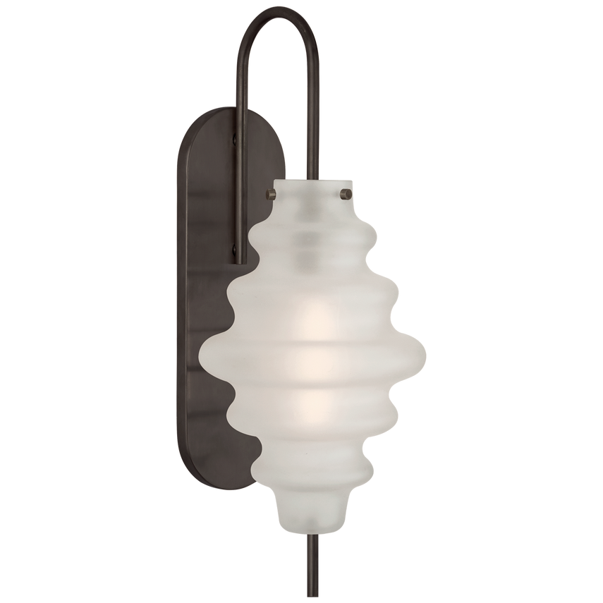Tablo Large Sconce-Visual Comfort-VISUAL-KW 2270BZ-VG-Wall LightingBronze-Volcanic Glass-4-France and Son