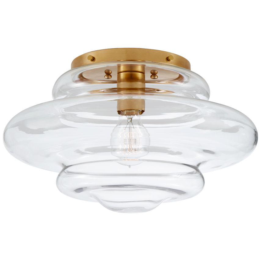 Tablo Medium Flush Mount-Visual Comfort-VISUAL-KW 4271AB-CG-Flush MountsAntique-Burnished Brass/Clear Glass-1-France and Son