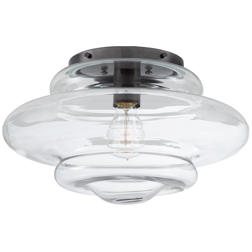 Tablo Medium Flush Mount-Visual Comfort-VISUAL-KW 4271BZ-CG-Flush MountsBronze/Clear Glass-3-France and Son