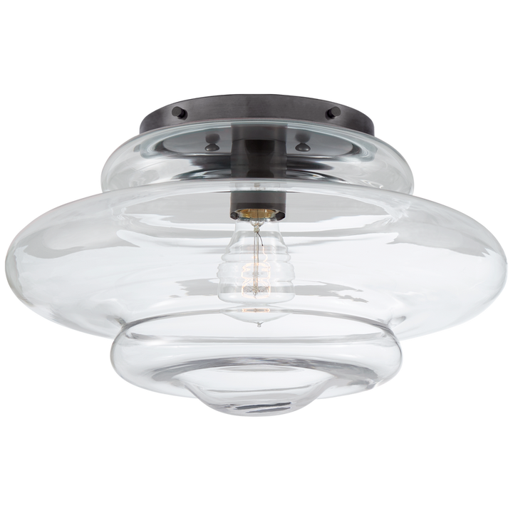 Tablo Medium Flush Mount-Visual Comfort-VISUAL-KW 4271BZ-CG-Flush MountsBronze/Clear Glass-3-France and Son