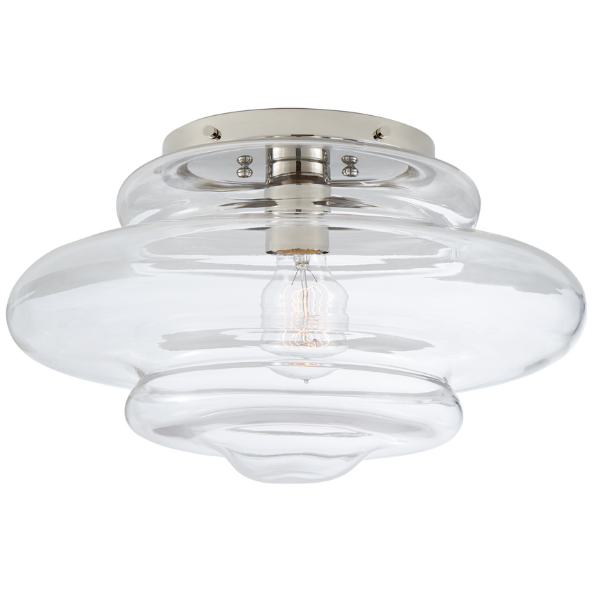 Tablo Medium Flush Mount-Visual Comfort-VISUAL-KW 4271PN-CG-Flush MountsPolished Nickel/Clear Glass-5-France and Son