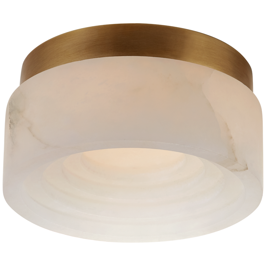 Ottana 5" Solitaire Flush Mount-Visual Comfort-VISUAL-KW 4900AB-ALB-Flush MountsAntique-Burnished Brass-Alabaster Shade-1-France and Son