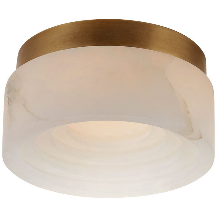 Ottana 5" Solitaire Flush Mount-Visual Comfort-VISUAL-KW 4900AB-ALB-Flush MountsAntique-Burnished Brass-Alabaster Shade-1-France and Son