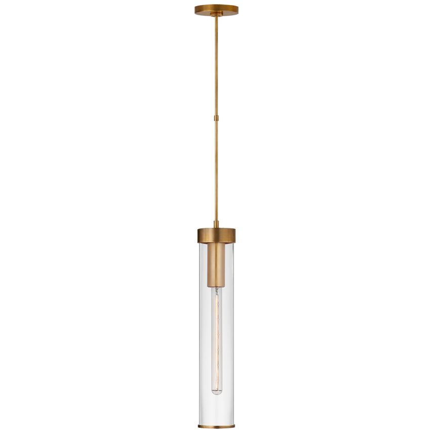 Lisa Long Pendant-Visual Comfort-VISUAL-KW 5118AB-CG-PendantsAntique-Burnished Brass-Clear Glass-1-France and Son