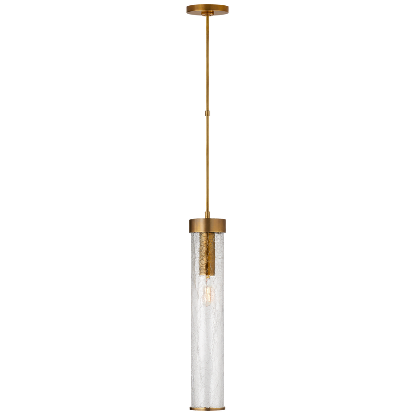 Lisa Long Pendant-Visual Comfort-VISUAL-KW 5118AB-CRGv-PendantsAntique-Burnished Brass-Crackle Glass-2-France and Son