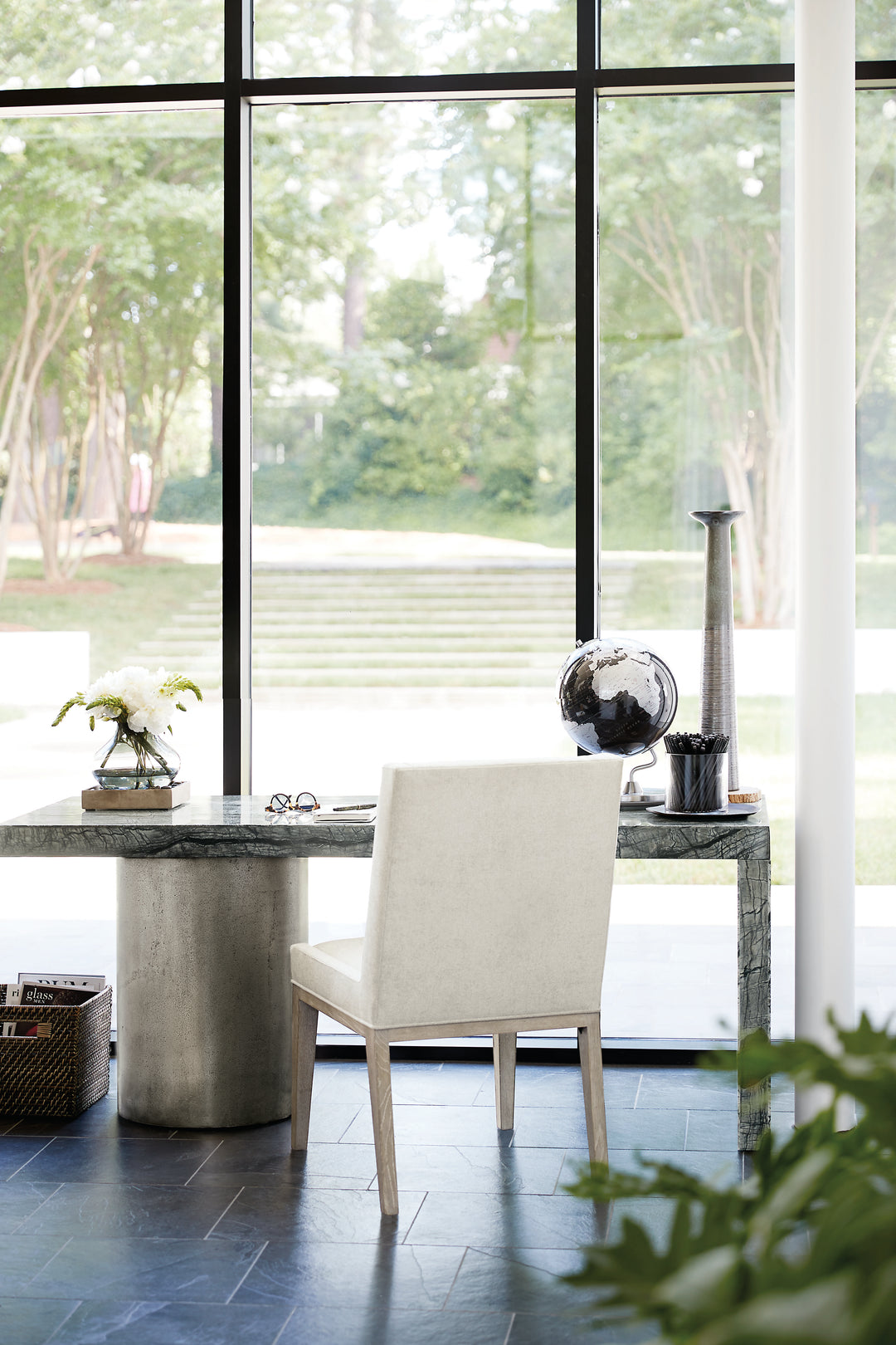 Linea Side Chair in Cerused Greige Finish