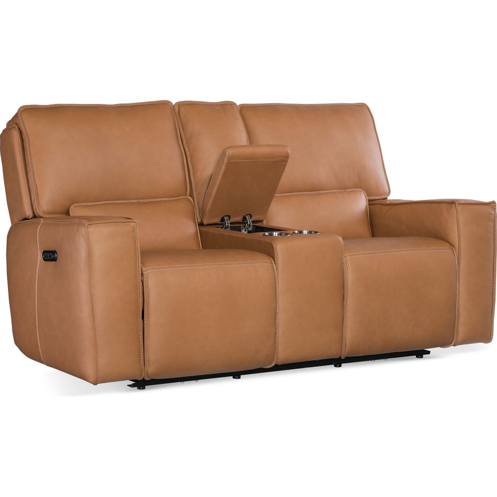 Miles Zero Gravity Console Loveseat with Power Recline & Power Headrest - Brown