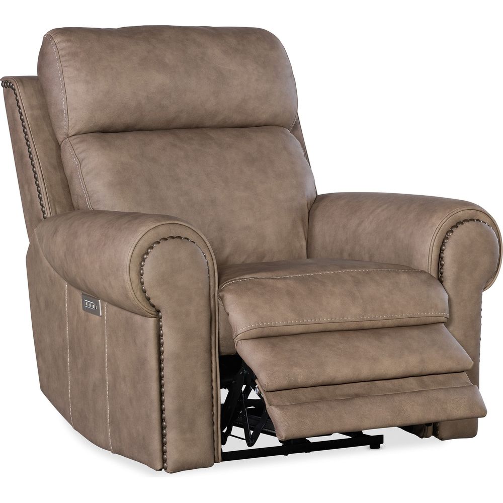 Lounge Chairs: Recliners Duncan Power Recliner with Power Headrest & Lumbar - Brown