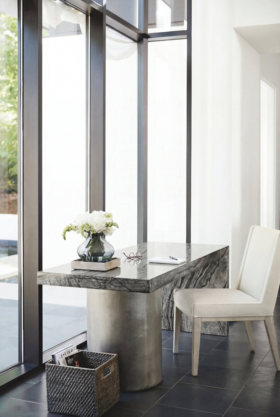 Linea Side Chair in Cerused Greige Finish