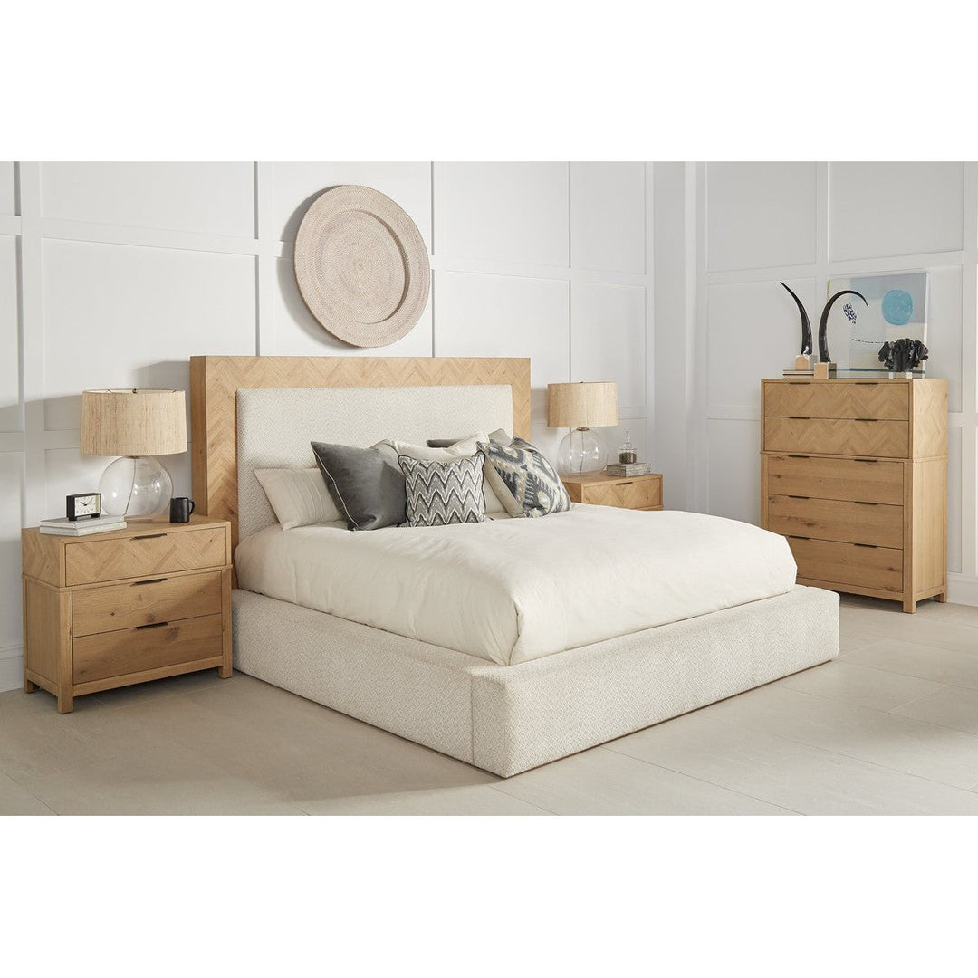 Garrison King Upholstered Bed - White, Brown