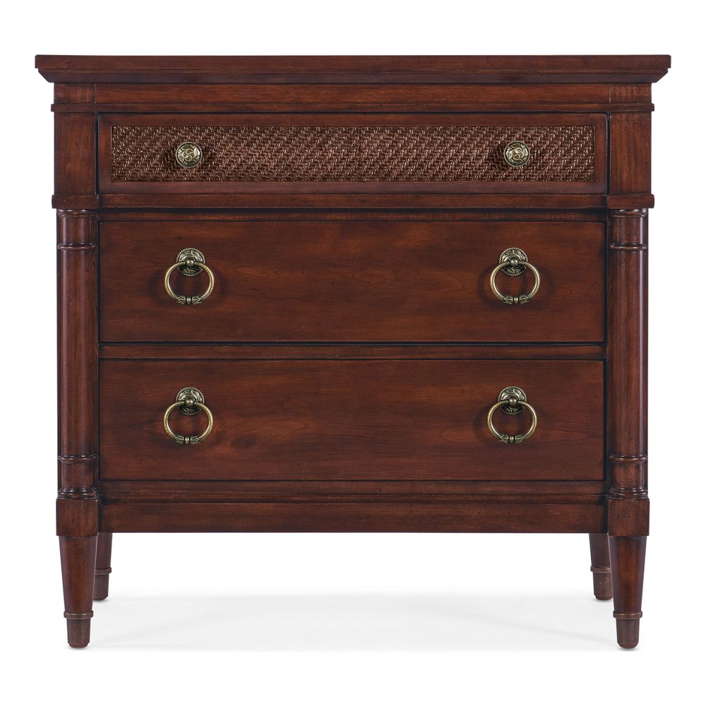 Nightstands Theodore Three-Drawer Ring Pull Nightstand - Dark Wood