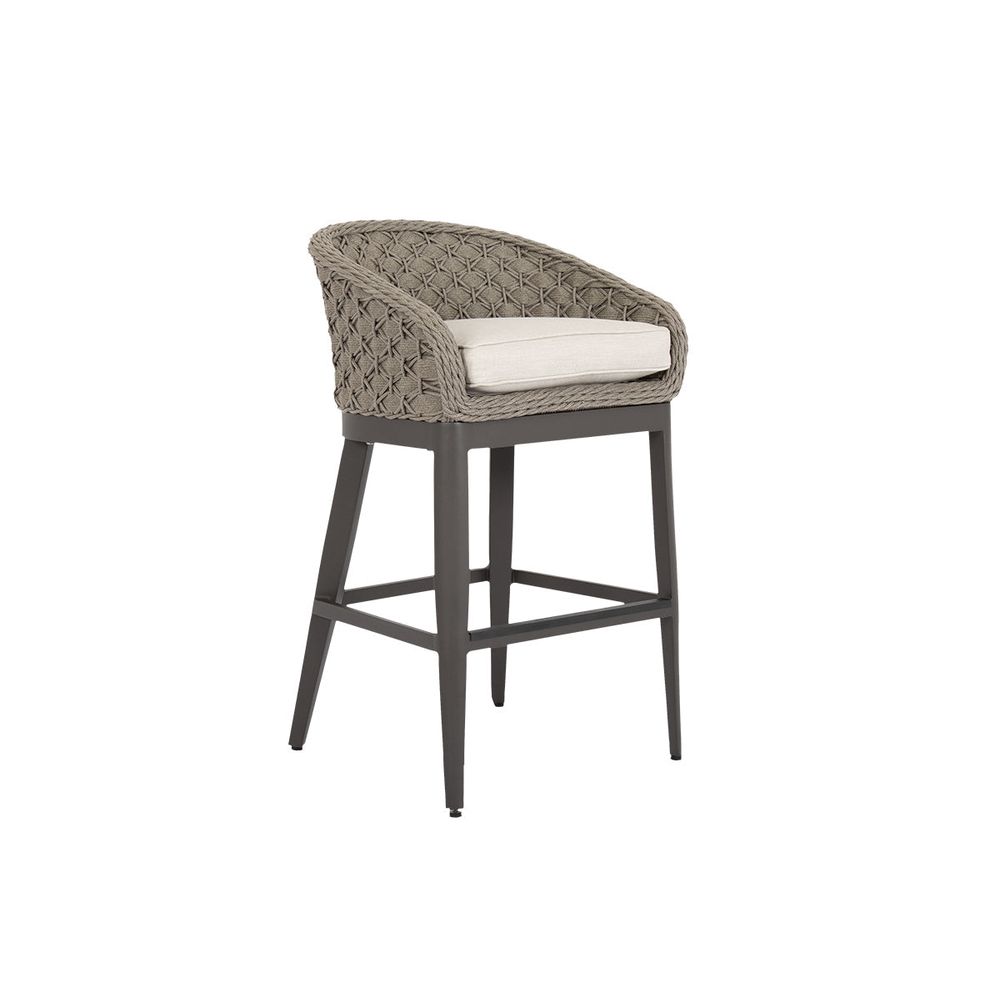 Outdoor Bar Stools Marbella Barstool in Echo Ash w/ Self Welt