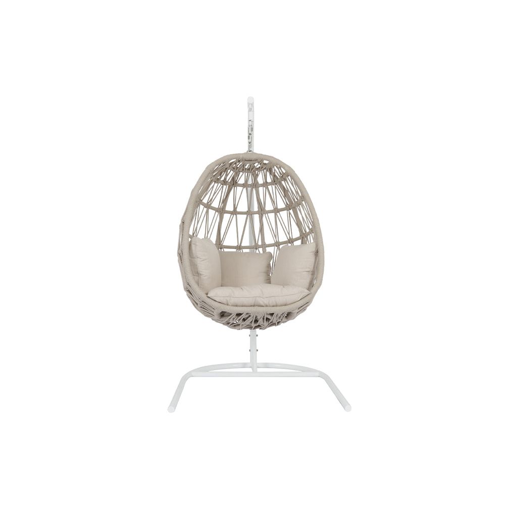 Outdoor Lounge Chairs Dana Rope Hanging Club Chair in Linen Canvas w/ Self Welt
