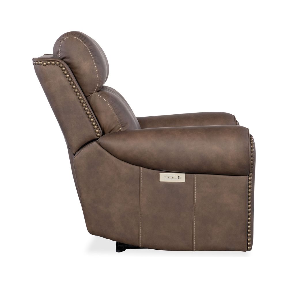 Summit Power Recliner with Power Headrest & Lumbar - Dark Brown