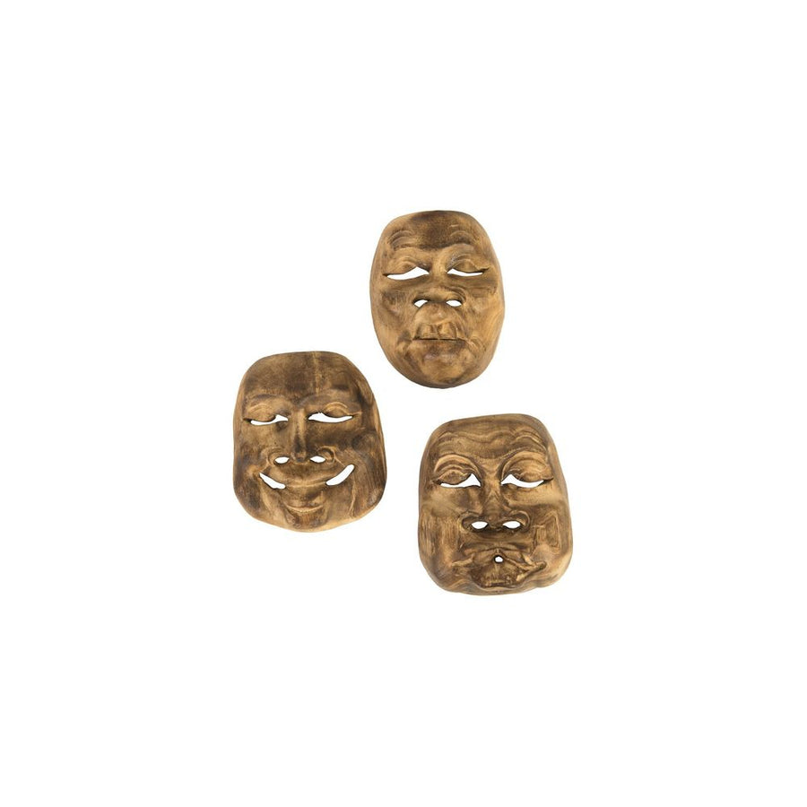 Wall Decor Alue Masks, Set of 3, Teak Wood, Assorted